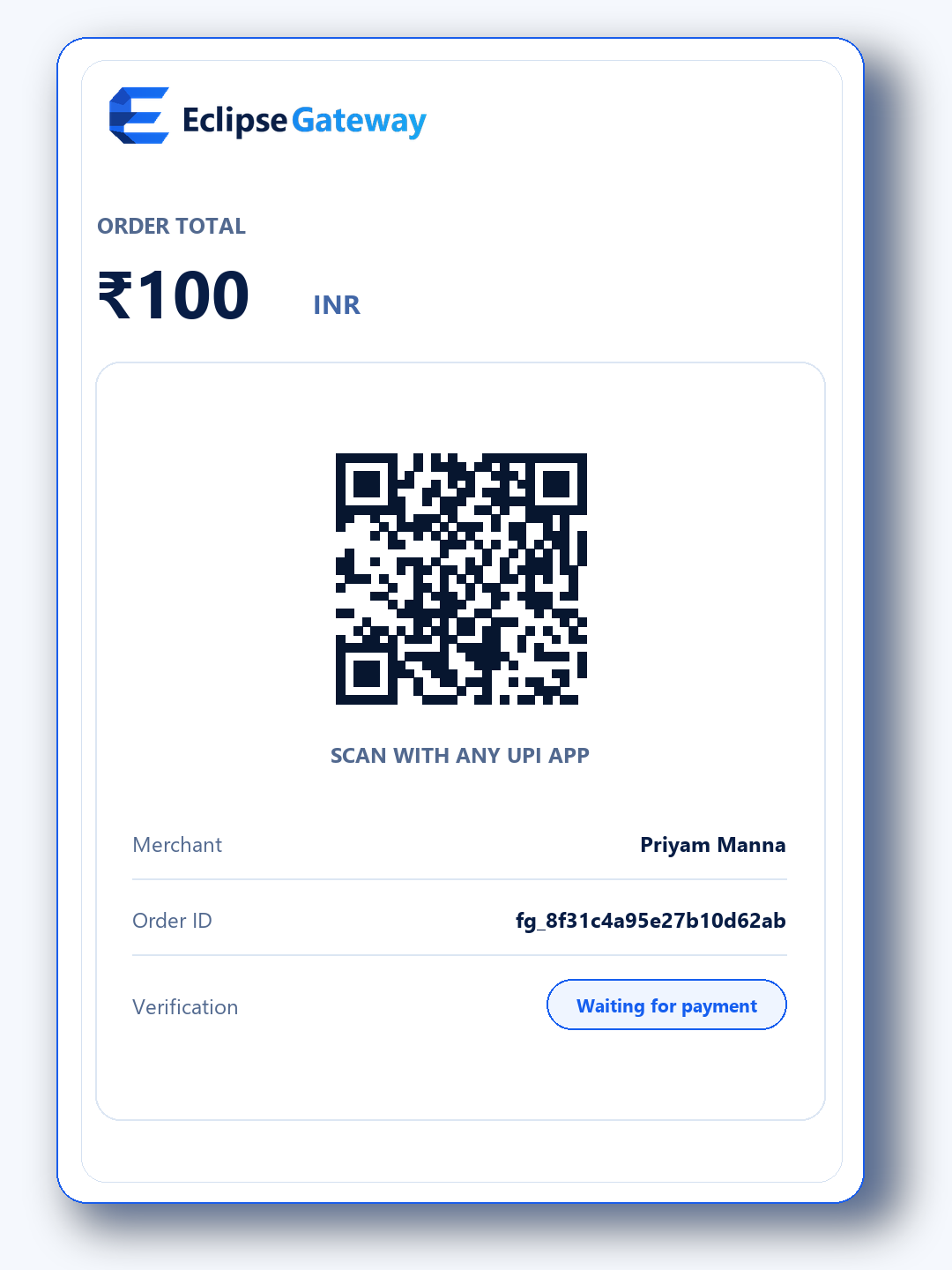 Eclipse Gateway payment checkout